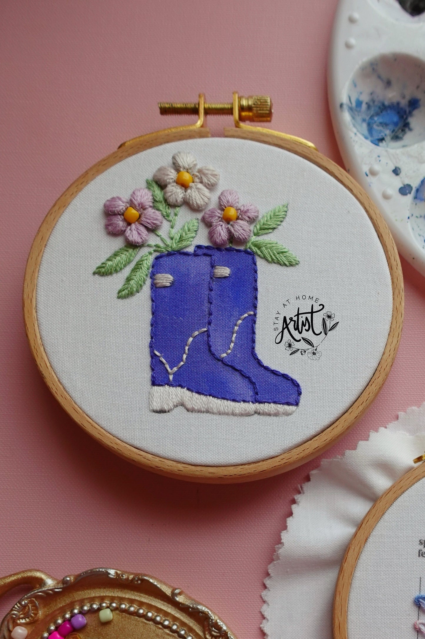 PDF-Rainy Day Blooms Embroidery Pattern