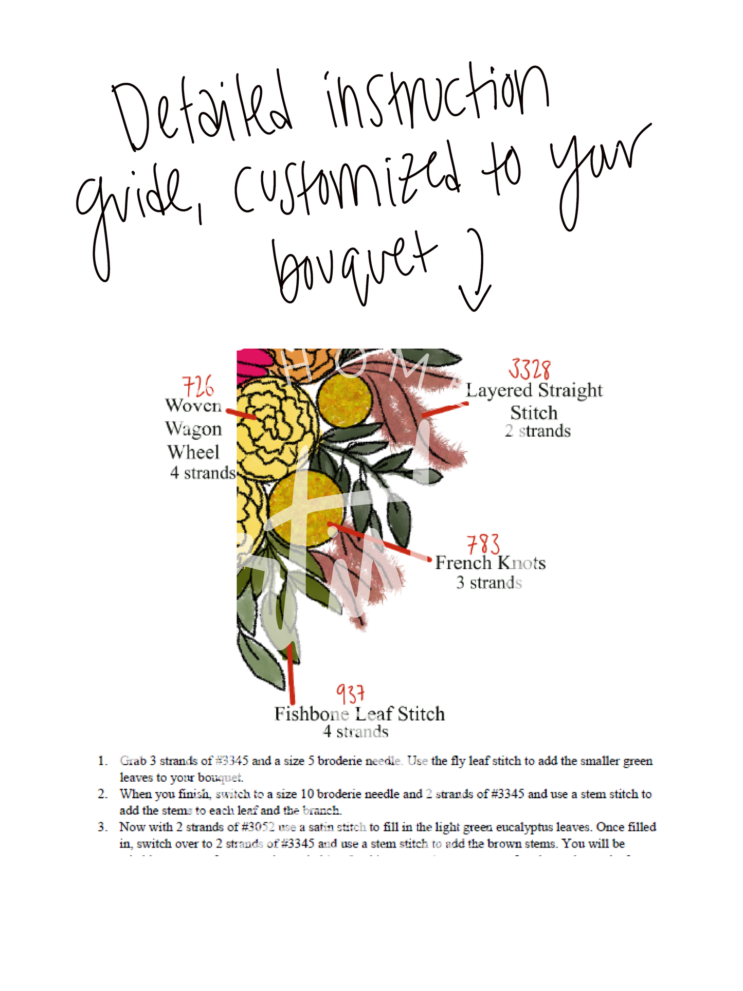 DIY Custom Bouquet Embroidery Kit