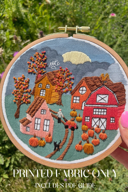 PRINTED FABRIC: Rustic Autumn Village