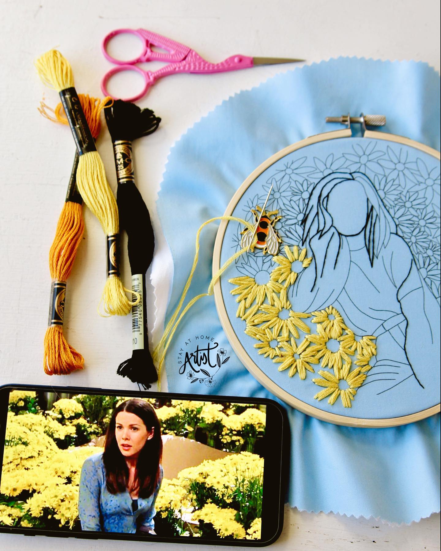 A Thousand Yellow Daisies PDF Embroidery Pattern