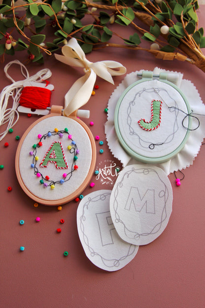 KIT: Merry Monogram Lights Ornament Embroidery Kit