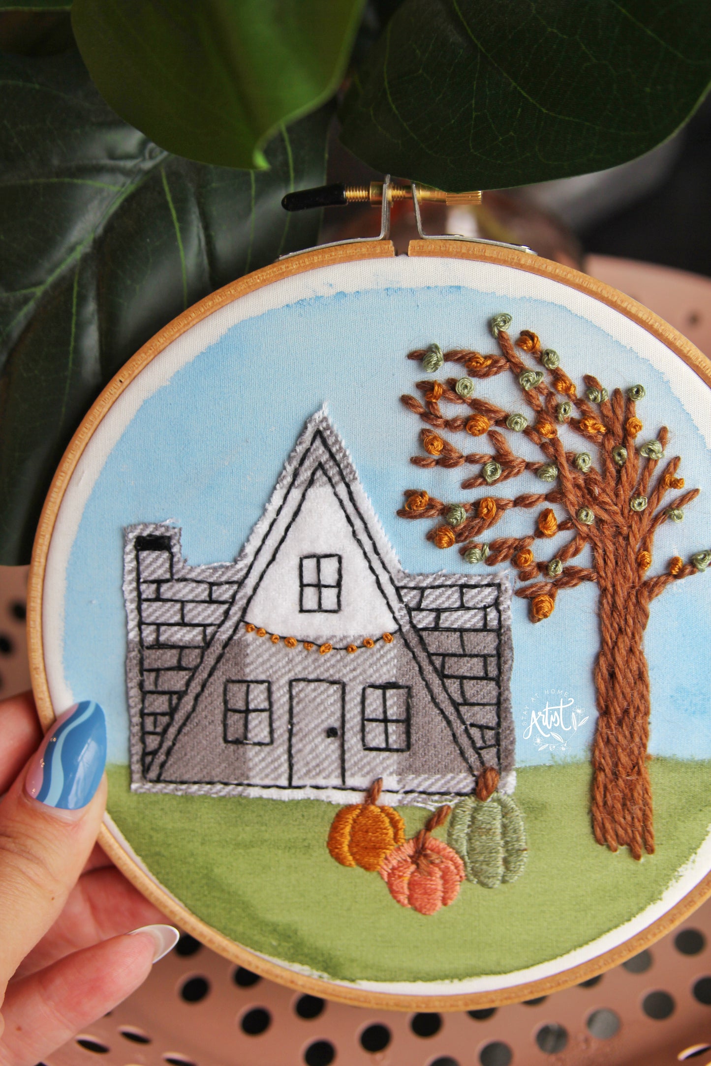Cozy Fall Cabin PDF Embroidery Pattern