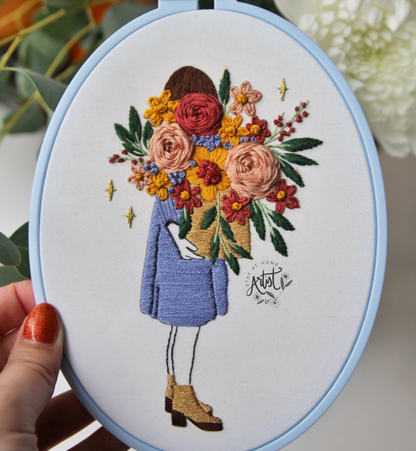 KIT-Flower Basket Beginner Embroidery Pattern